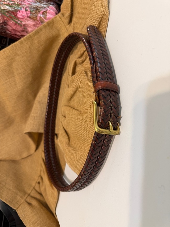 Fossil Other - Fossil Leather Belt Braided Brass Buckle Distressed 112472 Brown Sz 90/36